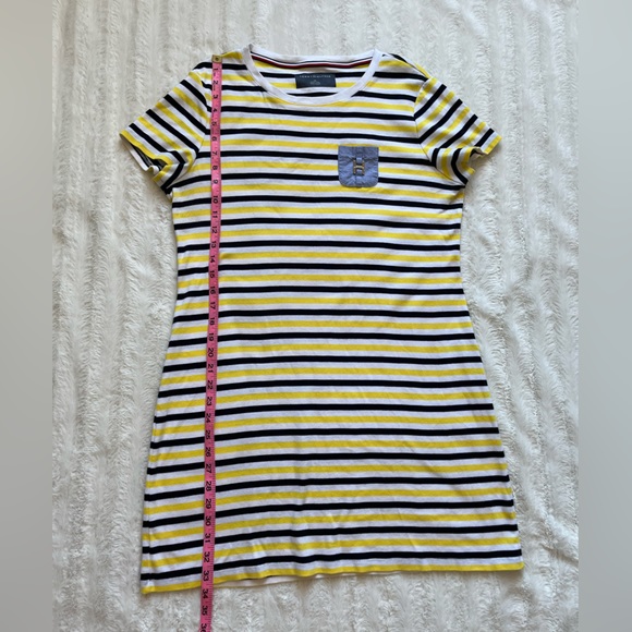 Tommy Hilfiger Sunflower & Blue Stripe Chambray Pocket T-Shirt Dress sz L - Picture 3 of 8